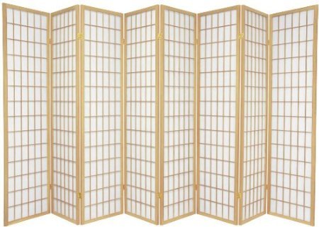 Legacy Decor 8-Panel Japanese Shoji Style Room Divider Screen - Natural Bamboo Wood Folding Privacy Partition for Home, Office, Meditation & Zen Decor