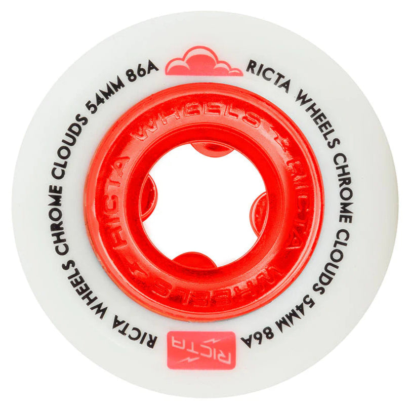 Ricta Chrome Clouds Red 86a Skateboard Wheels - High Performance for Street & Park Skating - Perfect for Smooth Rides & Tricks