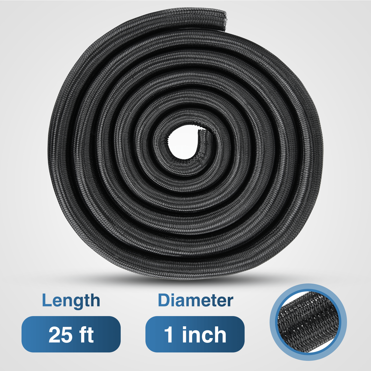 25ft 1 Inch Cable Management Sleeves - Expandable Wire Organizer for Home & Office - Perfect for TV, Computer, and Desk Cable Management