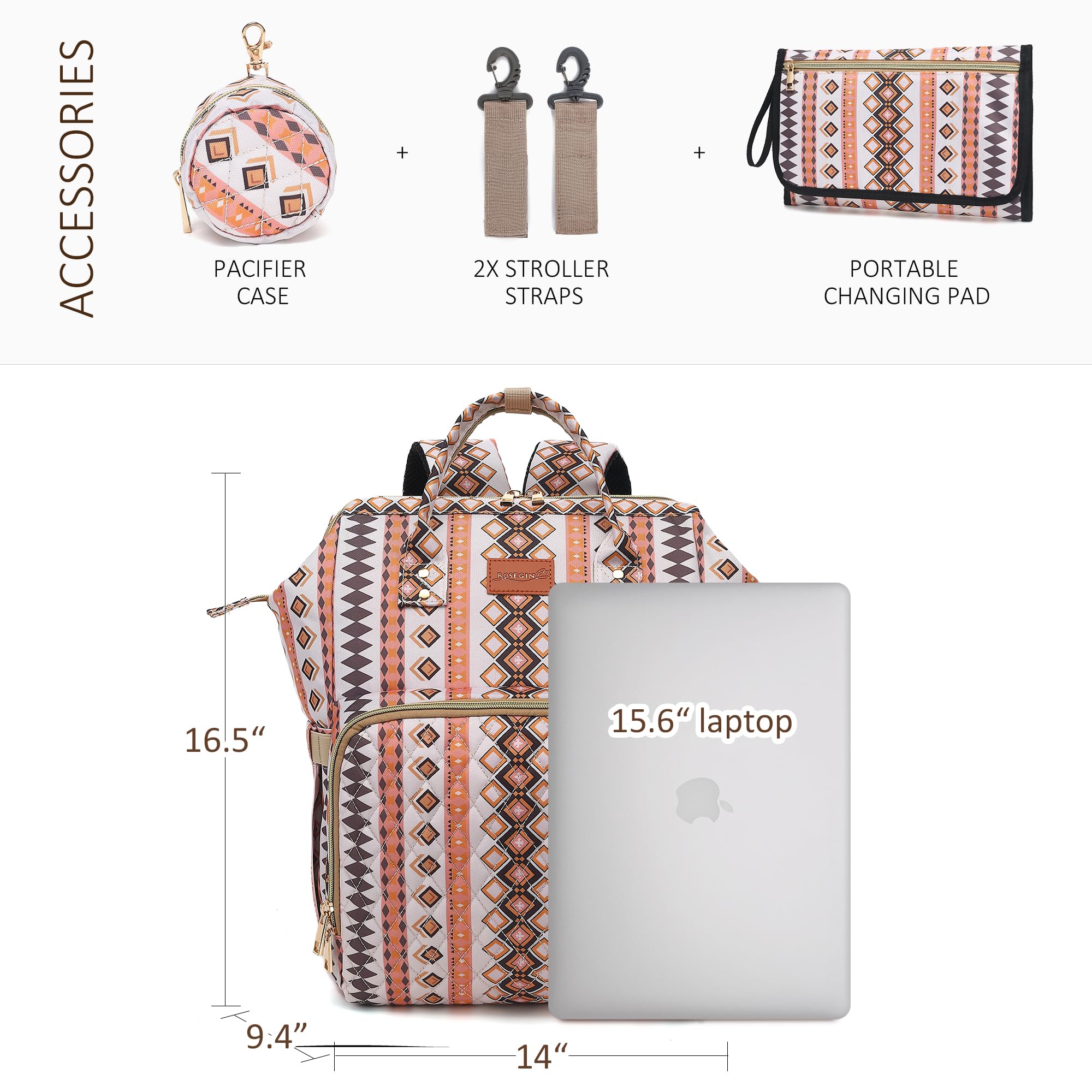 Stylish Western Boho Diaper Backpack for Moms - 35L Large Baby Bag with Changing Pad & Pacifier Case - Perfect for Boys, Girls & Toddlers - Ideal Baby Shower Gift & Travel Essential (White) - Great for Daycare, Park Outings & Family Vacations