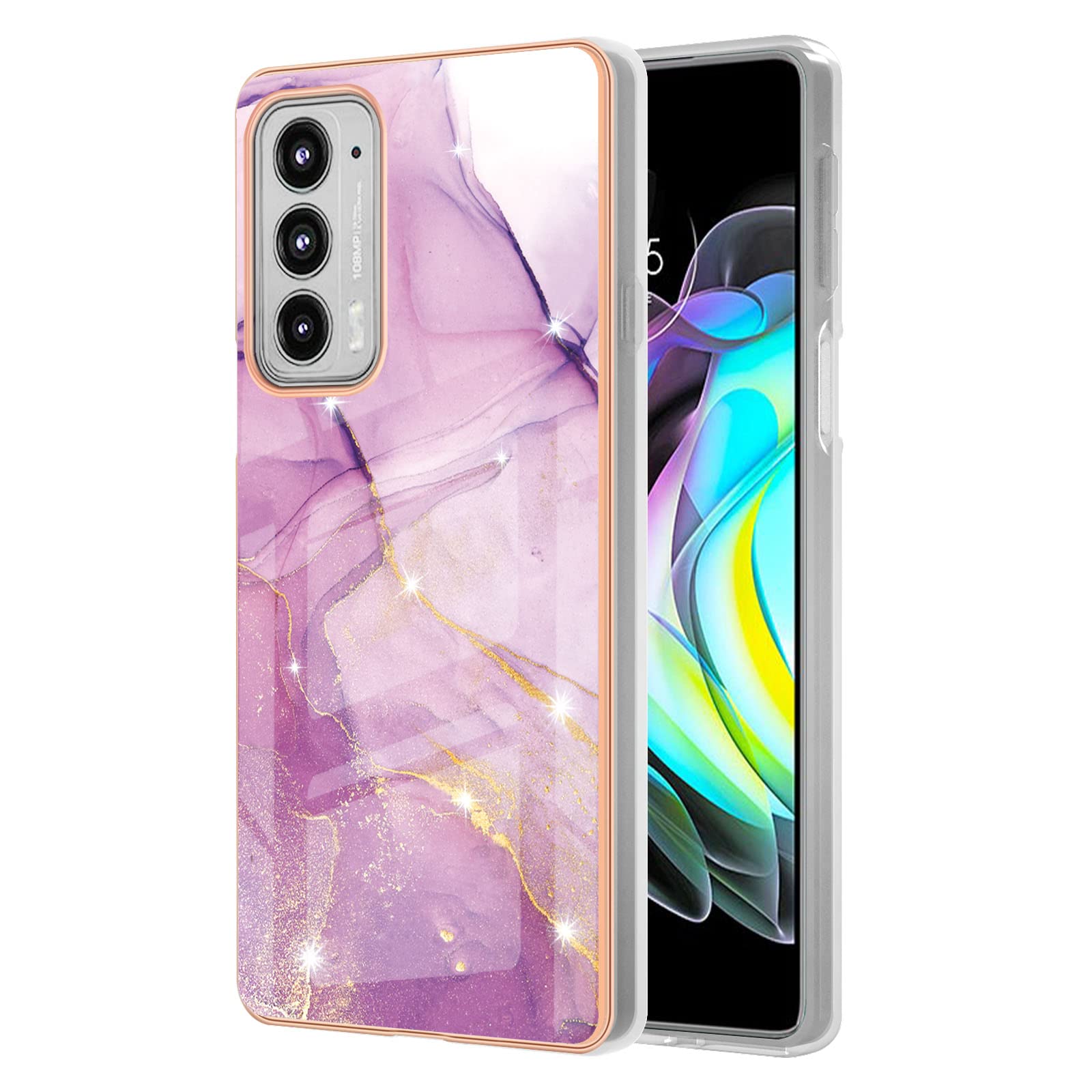 Premium Soft TPU Case for Motorola Edge 20 - Slim Protective Cover with IMD Color Pattern, Enhanced Camera & Screen Protection (YBBK Purple) - Perfect for Women & Girls - Ideal for Daily Use, Work & Travel
