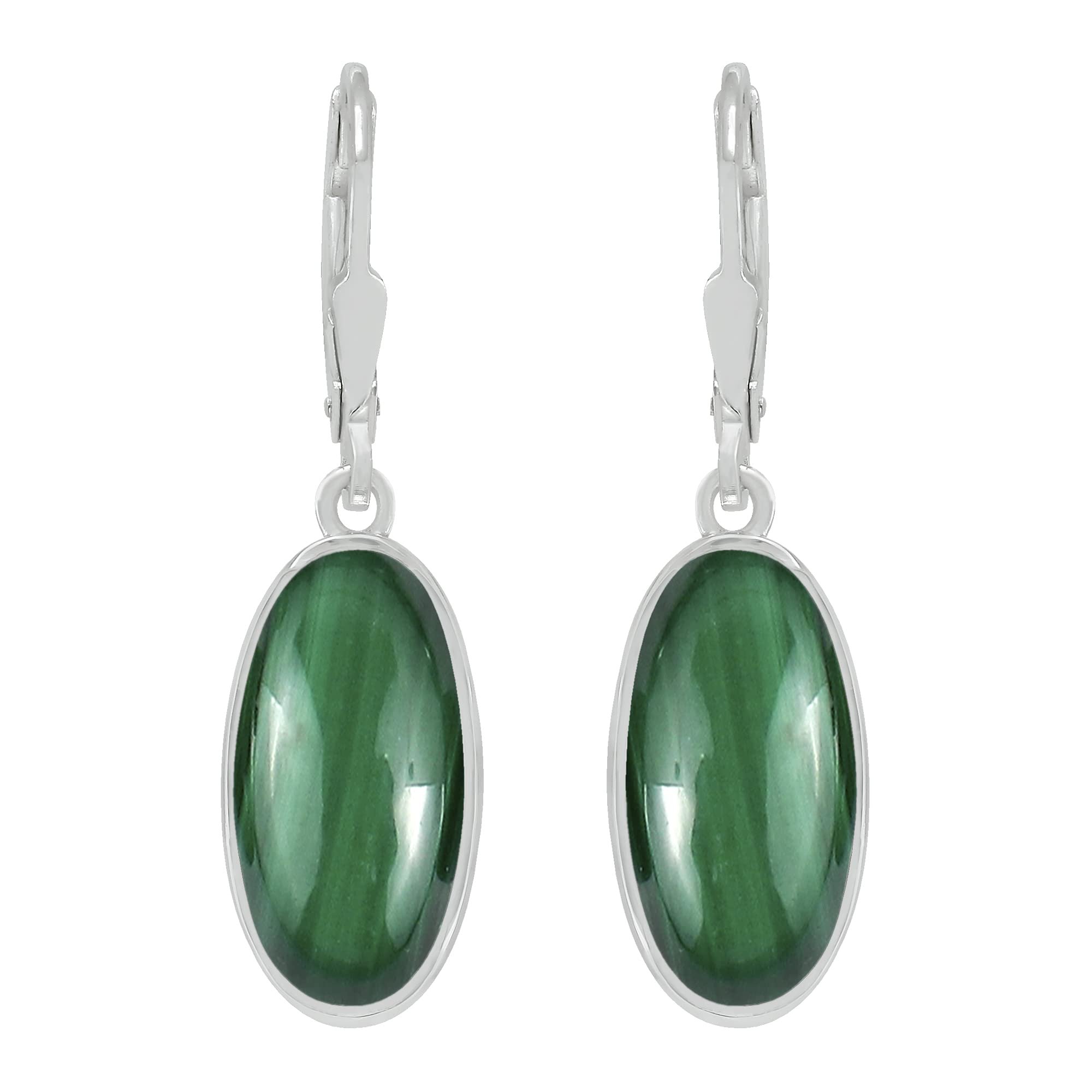 TISHAVI Natural Oval Gemstone Dangle Drop Earrings - 925 Sterling Silver Birthstone Jewelry for Women - Handmade Leverback Earrings for Mom, Wife, Sister - Perfect for Weddings, Anniversaries & Gift Giving
