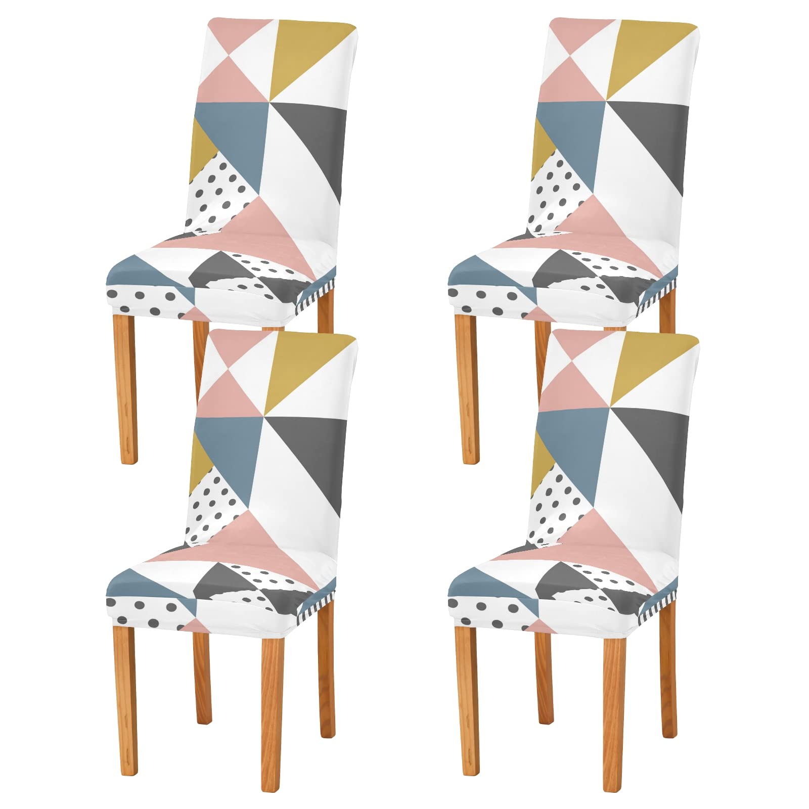 Stretchable Parsons Chair Slipcovers - Washable Dining Room Chair Covers Set for Kitchen, Restaurant & Hotel Use - Geometric Design Removable Chair Protectors for Home & Commercial Spaces