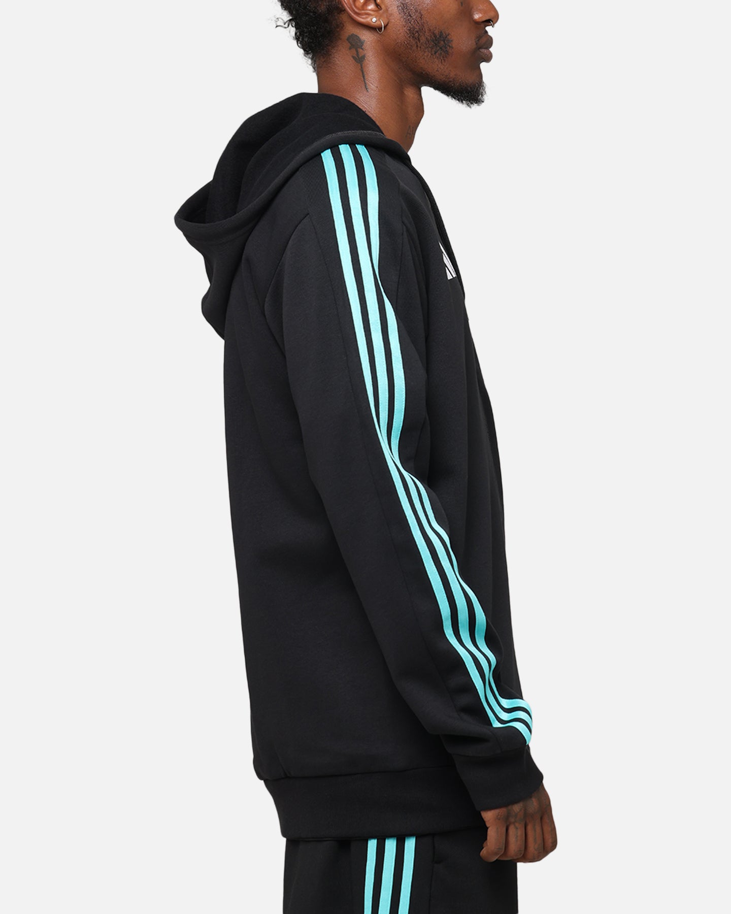 Adidas x Mercedes AMG Petronas Formula One F1 DNA Full Zip Hoodie Black/White - Men's Racing Jacket for Casual Wear & Motorsport Fans