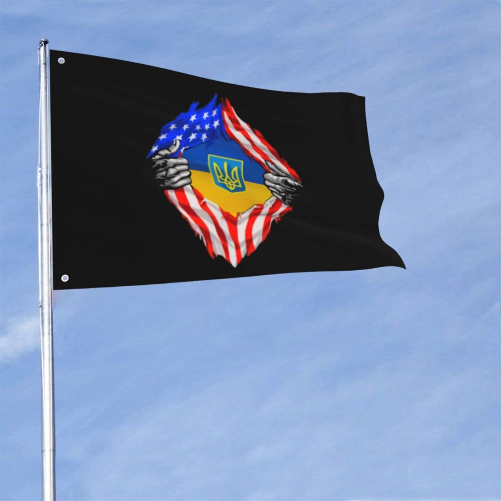 Stand With Ukraine Flag 2x3 Ft - Fade Resistant Outdoor Yard Flag with Rust-Proof Metal Grommets - Durable Polyester House Banner for Porch, Garden & Patriotic Displays