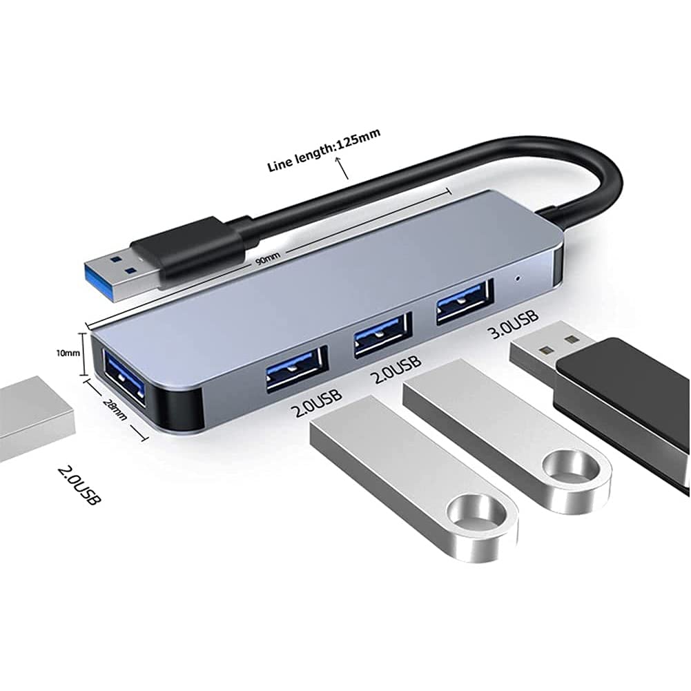 Oikabio USB 3.0 Hub - 4 Port Ultra Slim USB Splitter Adapter for Laptop, PC, MacBook, Flash Drive & External Hard Drive | High-Speed Data Transfer | Compact Design for Home, Office & Travel Use
