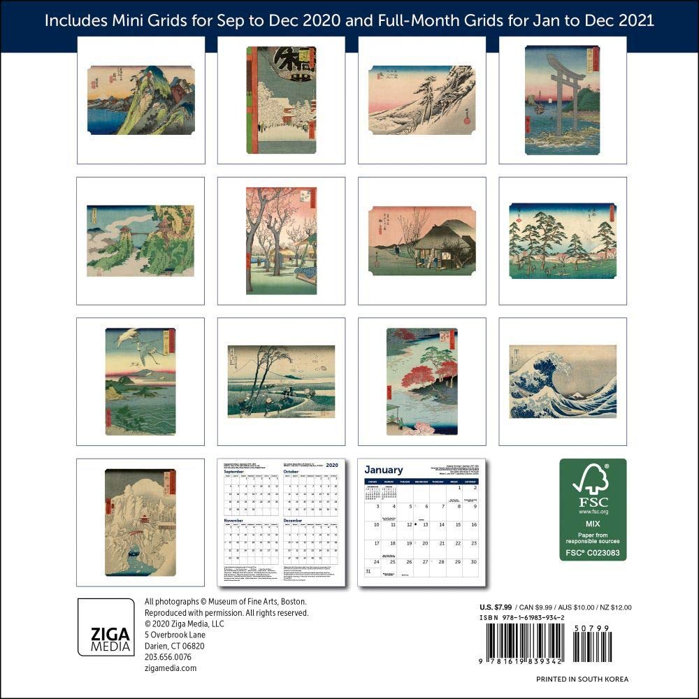Japanese Woodblock Prints Mini Calendar 2021 - Small Changes MFA Edition | Perfect for Home, Office & Gift Giving