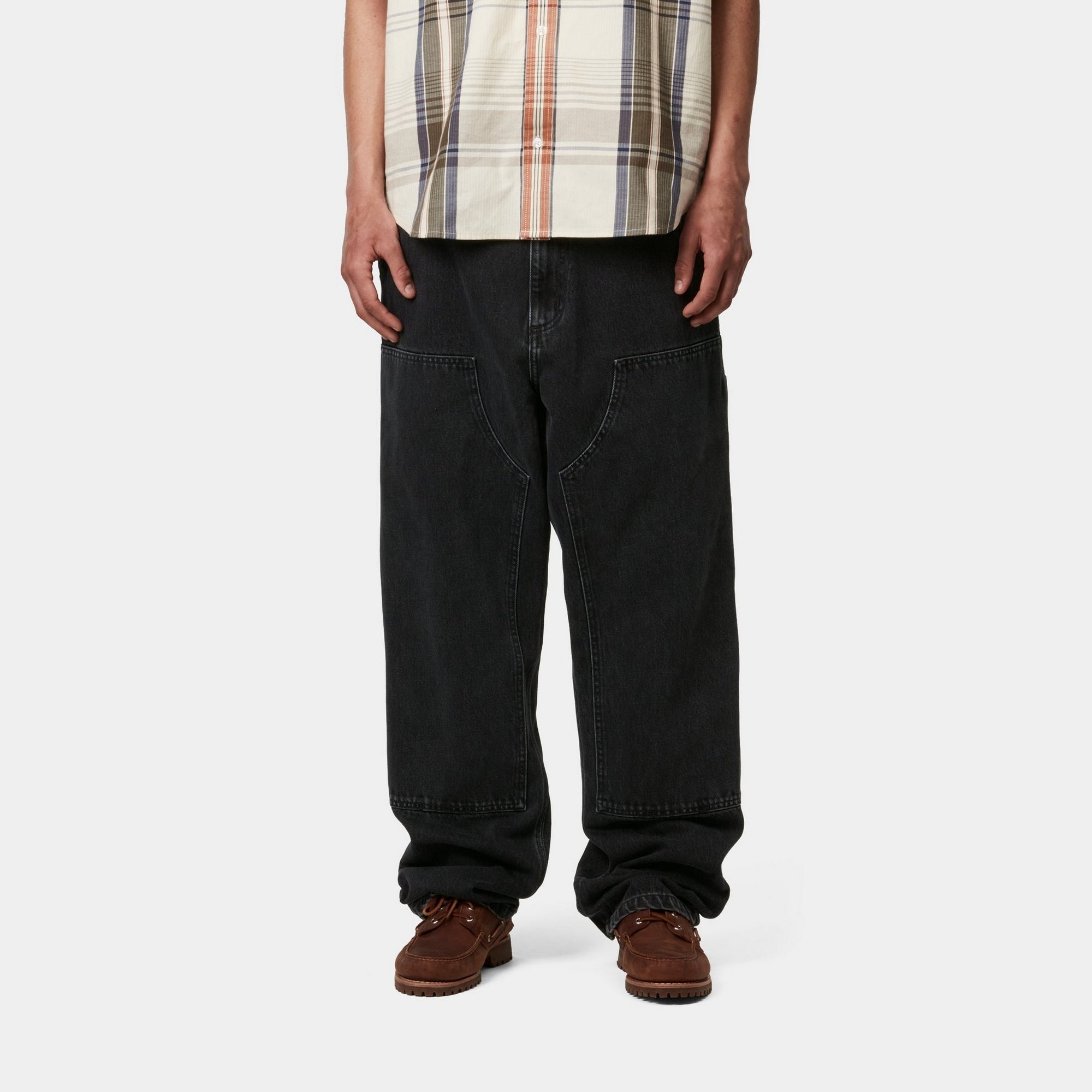 Double Knee Work Pants - Durable Denim Jeans for Men | Black Stone Washed | Perfect for Construction, Carpentry & Outdoor Work