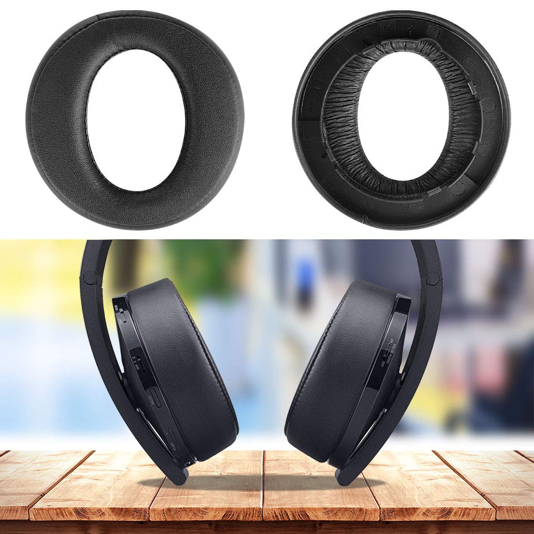 Geekria Replacement Ear Pads for Sony PlayStation Platinum Wireless Headset - Soft Memory Foam Cushions for PS4 Headphones - Comfortable Gaming Ear Cups (Black) - Perfect for Long Gaming Sessions & Noise Isolation