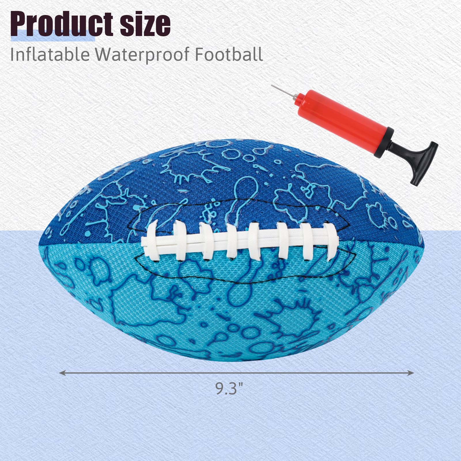 Shindel Inflatable Water Football - 9.3 Inch Pool & Beach Toy with Strong Grip, Fun Outdoor Water Games for Kids & Family Ages 8-12, Perfect for Swimming Pool, Beach, and Backyard Play, Blue
