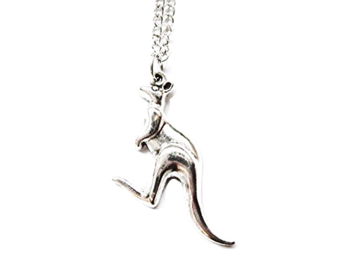 2Pcs Ancient Silver Kangaroo Necklace - Animal Jewelry Pendant for Women & Men - Unique Wild Animal Gift for Nature Lovers - Perfect for Outdoor Adventures & Boho Fashion