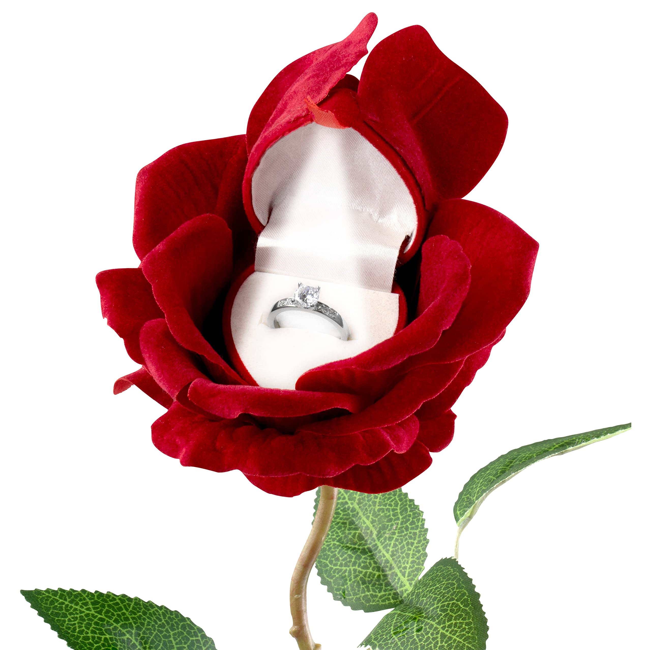 Luxury Noble Rose Ring Box with LED Lights - Elegant Flower Engagement Ring Box for Wedding Proposals, Anniversaries & Special Gifts | Perfect for Romantic Surprises & Jewelry Presentation