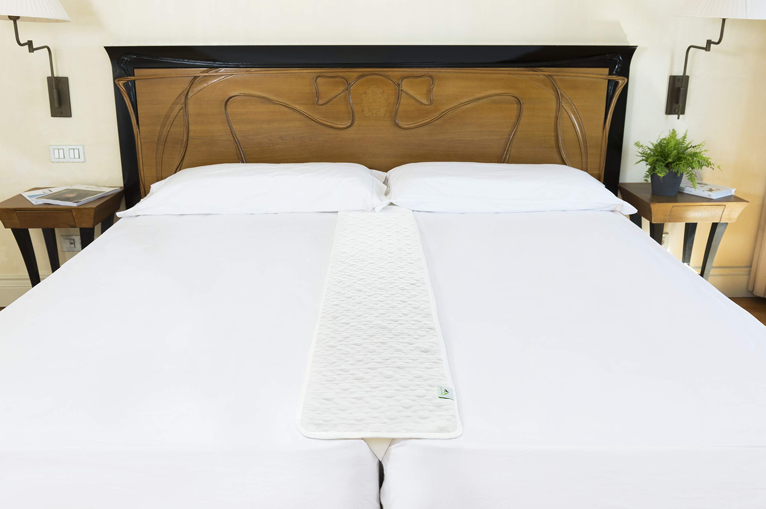 12 Inch Bed Bridge for Split King Adjustable Beds - Twin to King Gap Filler - Hypoallergenic White Fabric - Thin Strapless Design for Comfortable Sleep - Perfect for Couples with Different Mattress Preferences