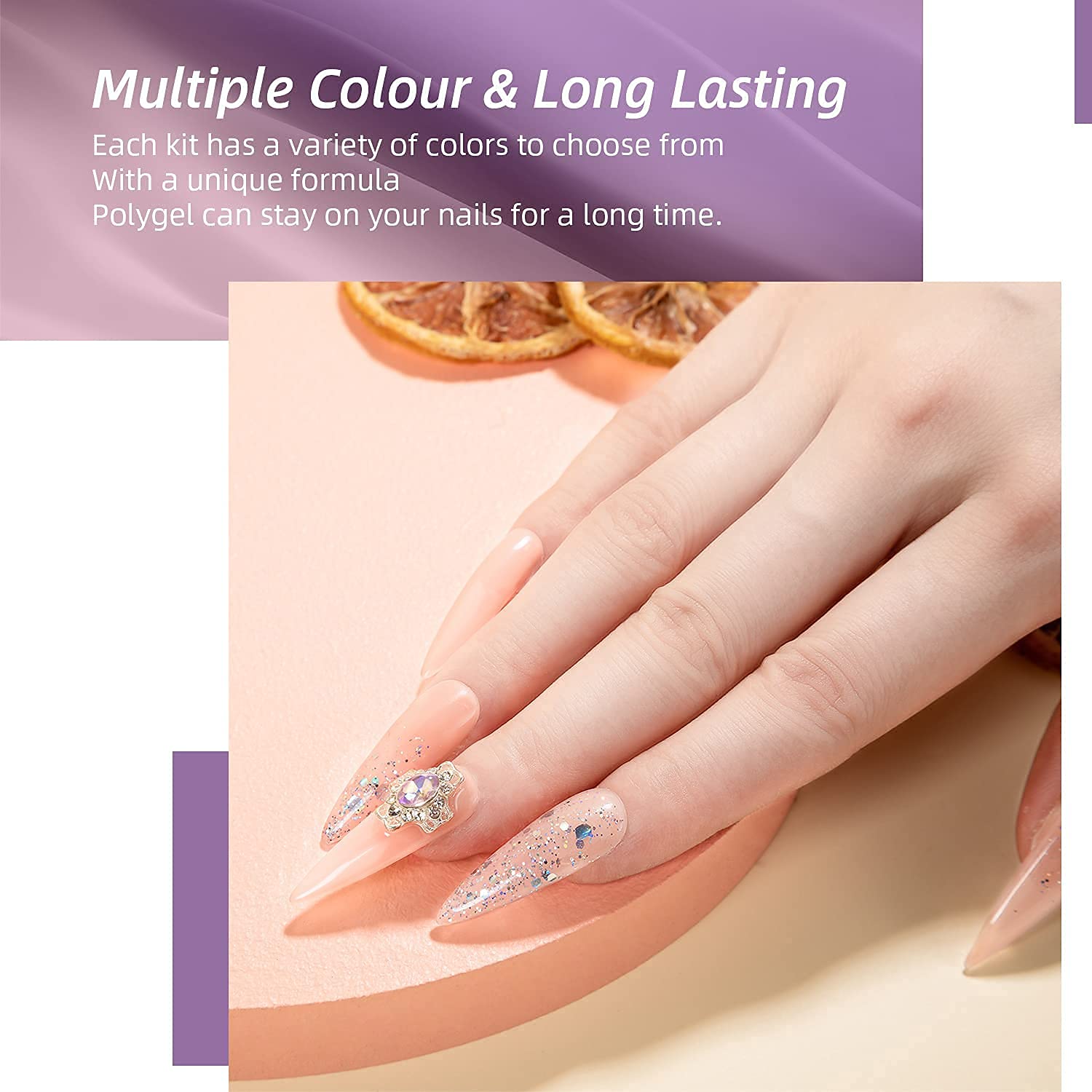 Aokitec 14Pcs Poly Nail Gel Kit - 7 Colors UV LED Nail Extension Set for Salon & Home DIY