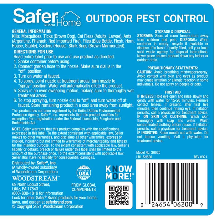 Safer Home Outdoor Pest Control Multi Insect Killer Spray - 32 oz | Effective Bug Spray for Mosquitoes, Ants, Spiders & More | Ideal for Patio, Garden & Yard Protection