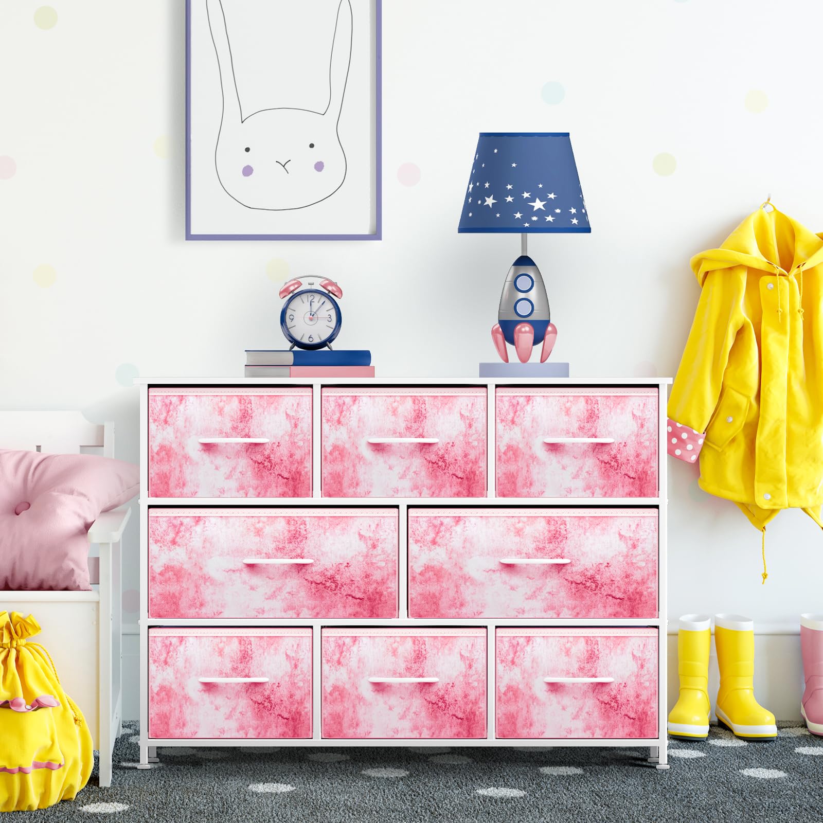 Sorbus 8-Drawer Kids Dresser with Steel Frame & Wood Top - Fabric Bin Organizer for Clothes & Toys - Sturdy Nursery, Bedroom & Closet Storage Furniture - Perfect for Kids Room Organization & Small Space Storage Solutions