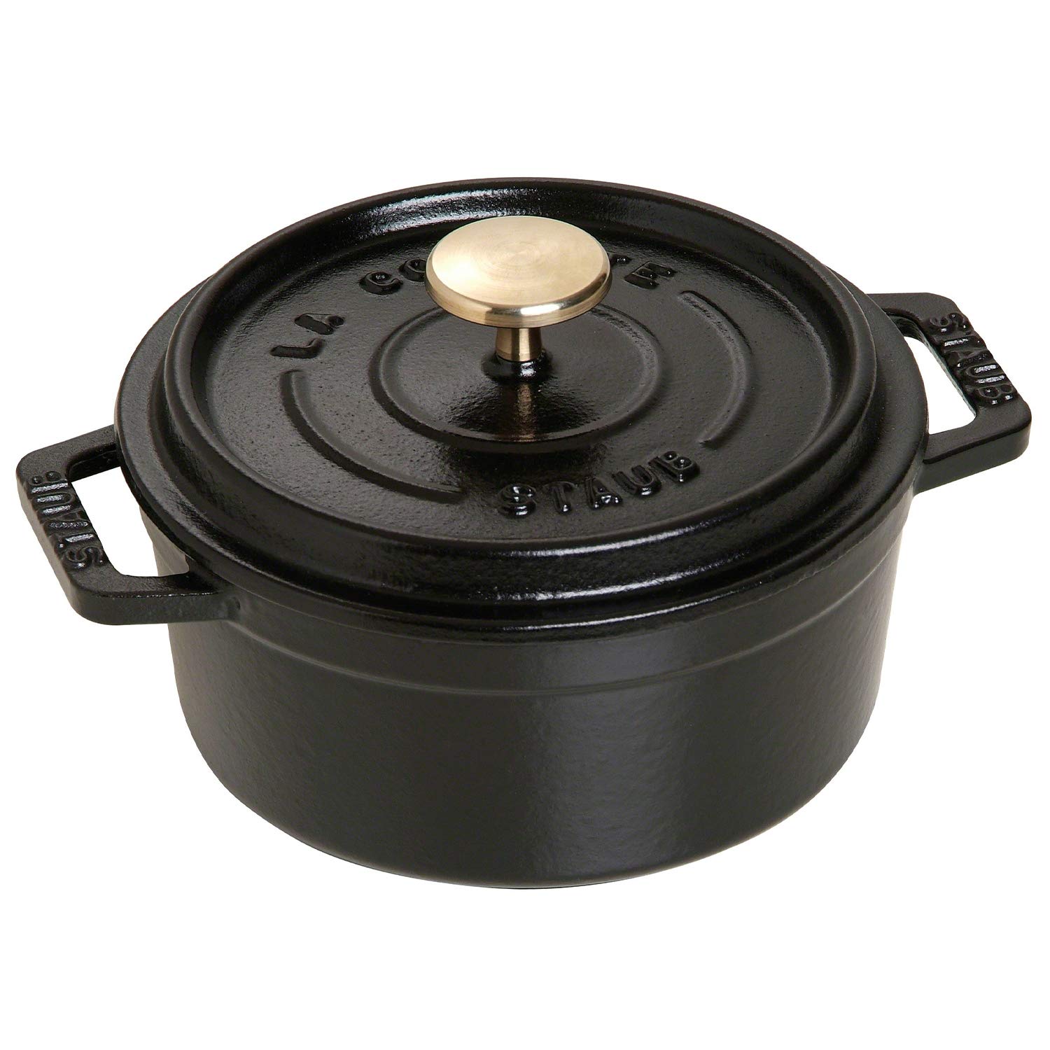 Staub 12 cm Round Cocotte Dutch Oven Pot - Matte Black Enameled Cast Iron for Braising, Stewing & Baking - Perfect for Soups, Casseroles & Bread Making