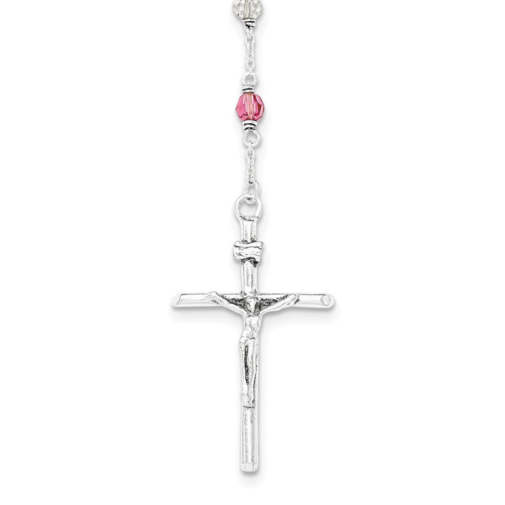 Rose Quartz Rosary Necklace - Sterling Silver & Polished Crystal - Spiritual Jewelry for Prayer, Meditation & Healing