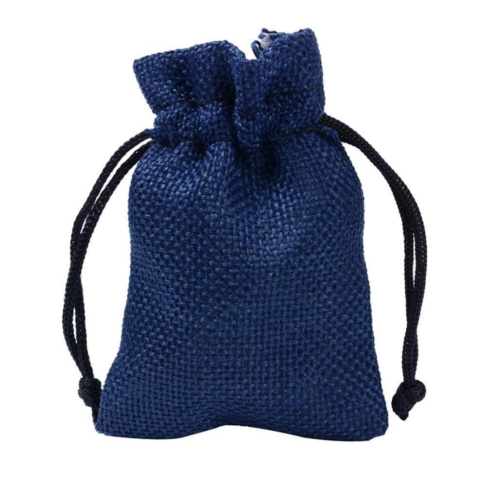 Premium 100-Pack Monochrome Linen Drawstring Gift Bags - 10x14cm Small Wedding, Makeup & Party Favor Pouches (Dark Blue) - Perfect for Bridal Showers, Birthday Favors & Cosmetic Storage