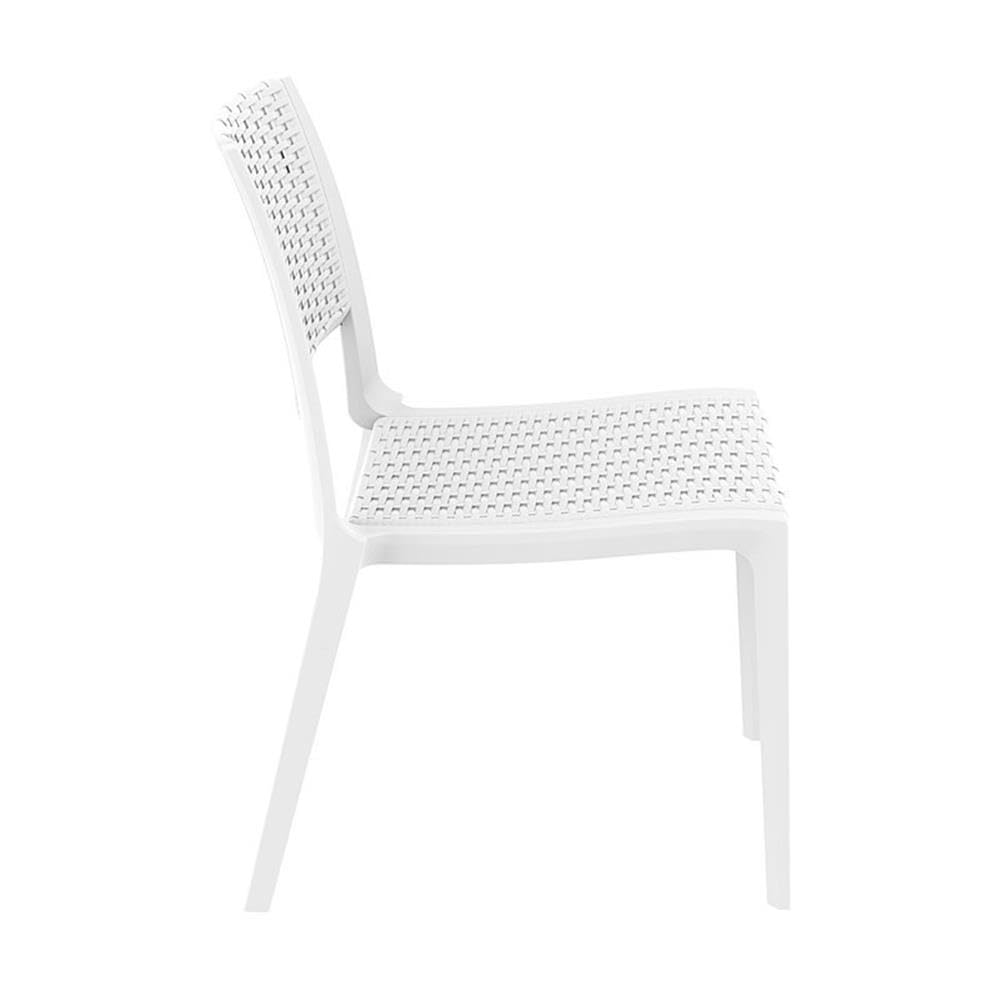 White Verona Resin Wicker-Look Patio Dining Chairs (Set of 2) - Outdoor Garden, Poolside, and Patio Furniture for Relaxing & Entertaining