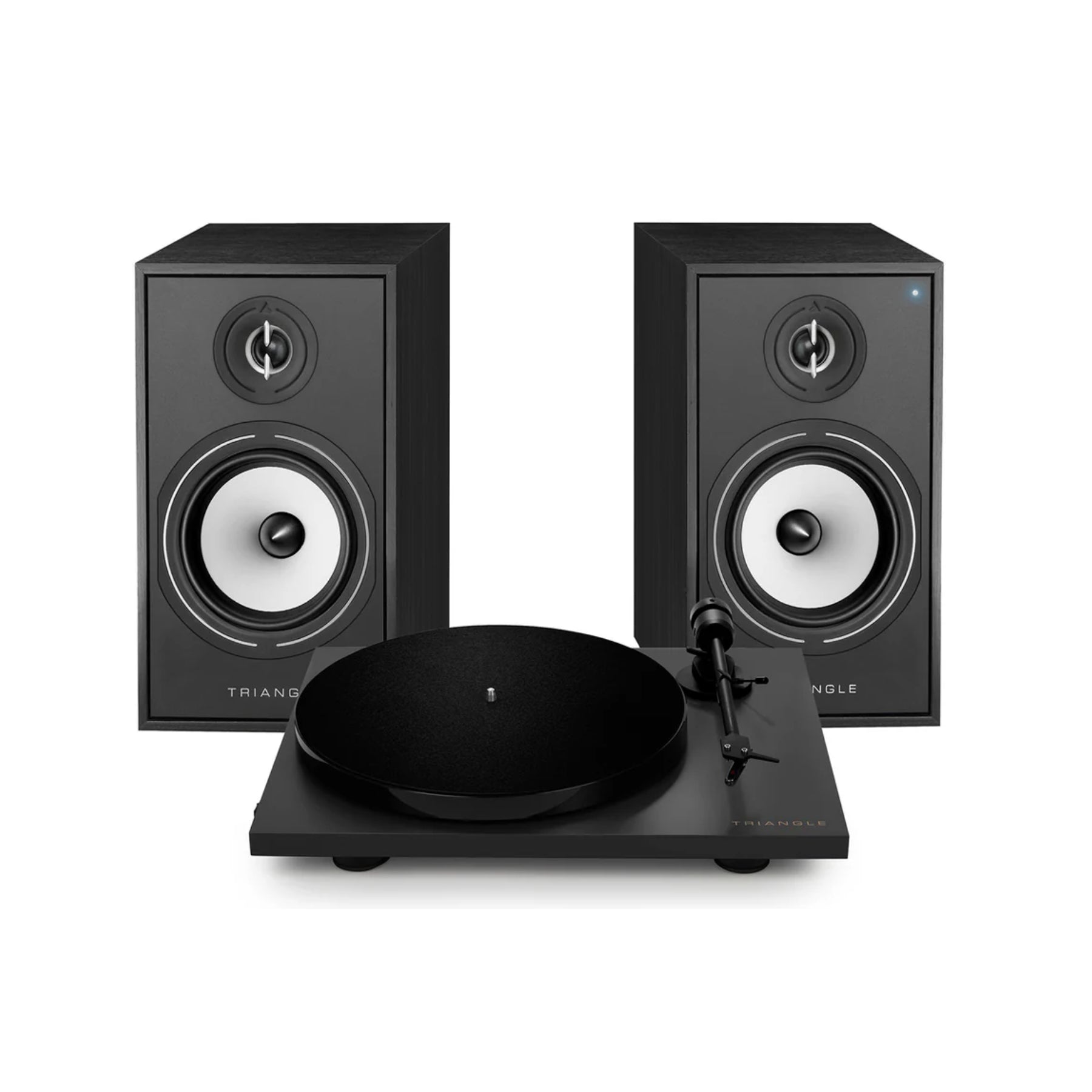 Triangle Lunar 1 Turntable with Borea BR03 Wireless Bookshelf Speakers - Hi-Fi Vinyl Record Player & Bluetooth Speaker System for Home Audio, Living Room, and Studio Use
