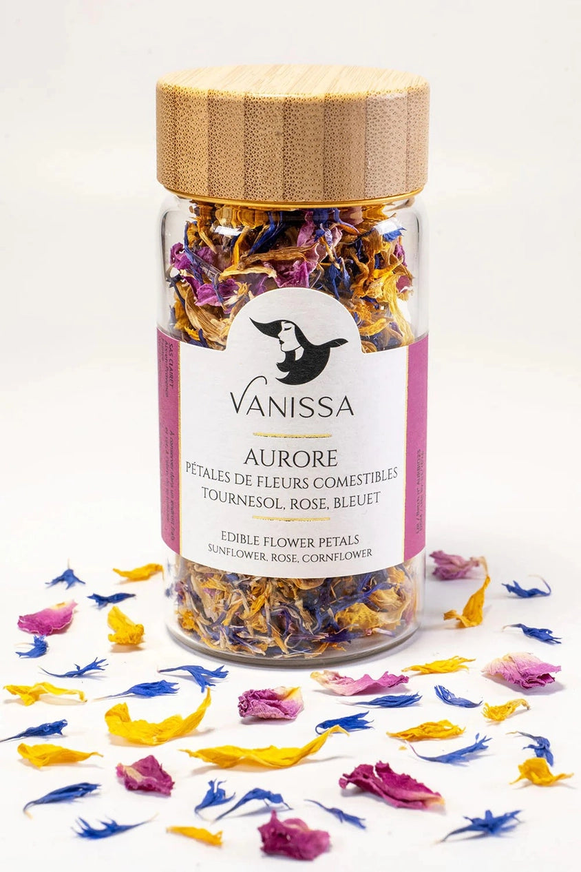 Organic Edible Flower Petals - Aurore Gourmet Garnish for Cakes, Salads & Cocktails | Perfect for Baking, Decorating & Mixology