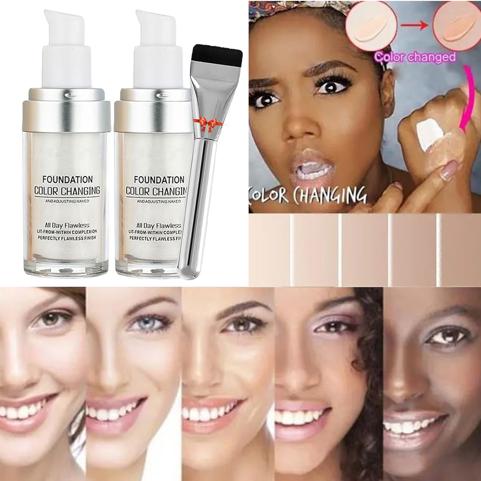Best Color Changing Liquid Foundation for Mature Skin - Adjusts to Perfect Shade, Hydrating & Anti-Aging Formula (1 Piece) - Ideal for Daily Makeup & Special Occasions