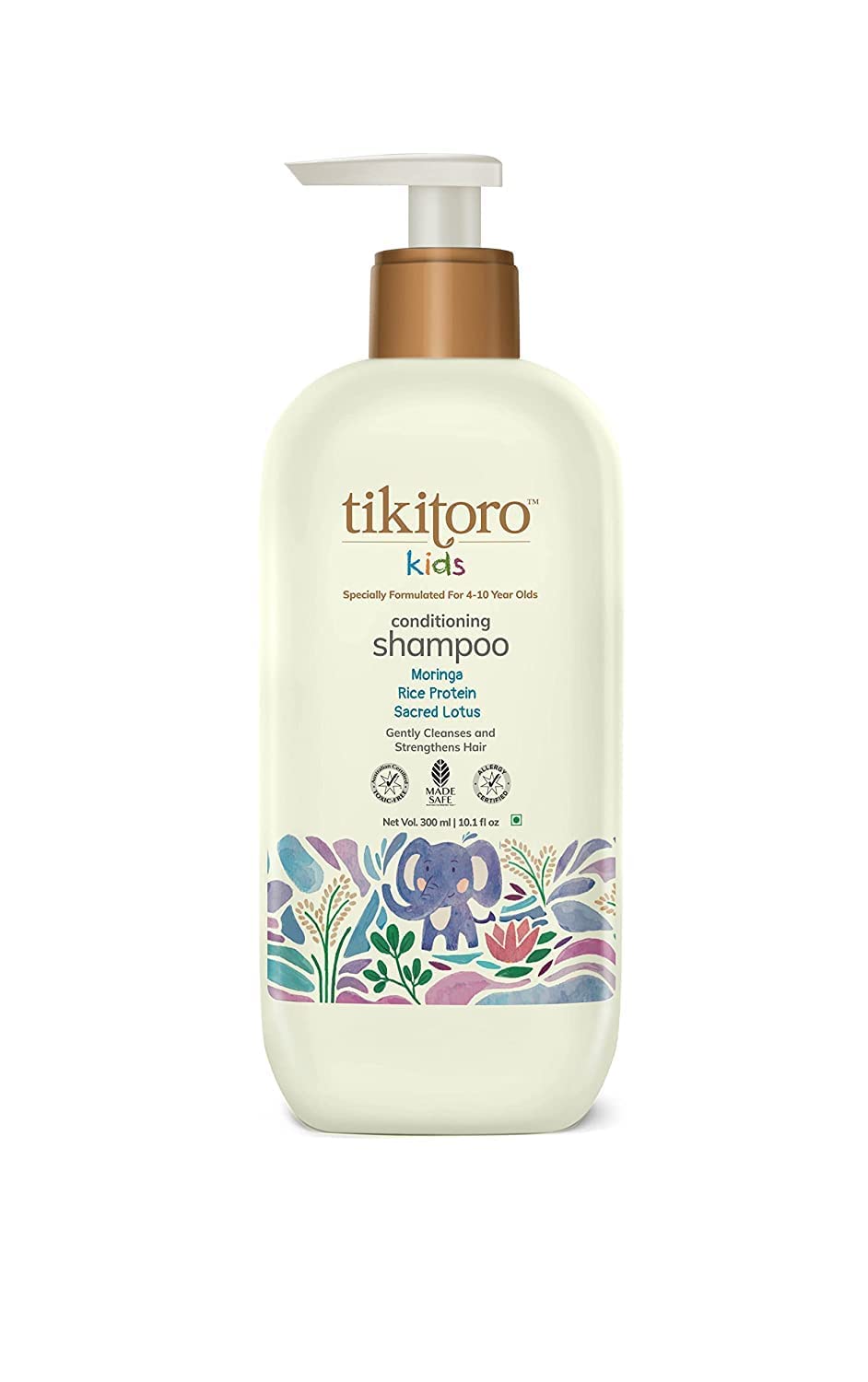 Jesica Kids Natural Shampoo for Girls & Boys - Vegan Hair Care with Moringa Oil, Rice Protein & Lotus Extract - Sulfate Free, Paraben Free - Gentle Conditioning for Children Age 4+ (300ml/10.1oz) - Perfect for Daily Bath Time & Sensitive Scalp Care
