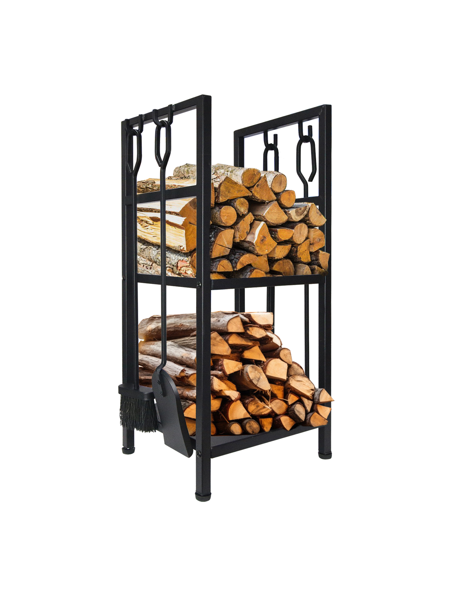 VODA Firewood Tools Rack - Heavy Duty Lumber Storage Organizer & Fire Pit Accessories Set for Outdoor Camping, Backyard, and Fireplace Use