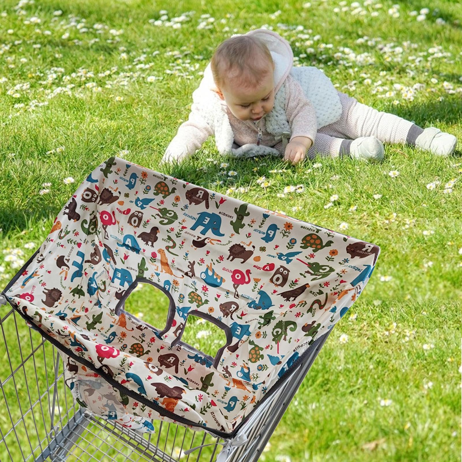 Adorable Shopping Cart Cover - Easy to Clean, Fits Most Shopping Carts, High Chairs & Swings - Perfect for Grocery Shopping & Dining Out with Baby