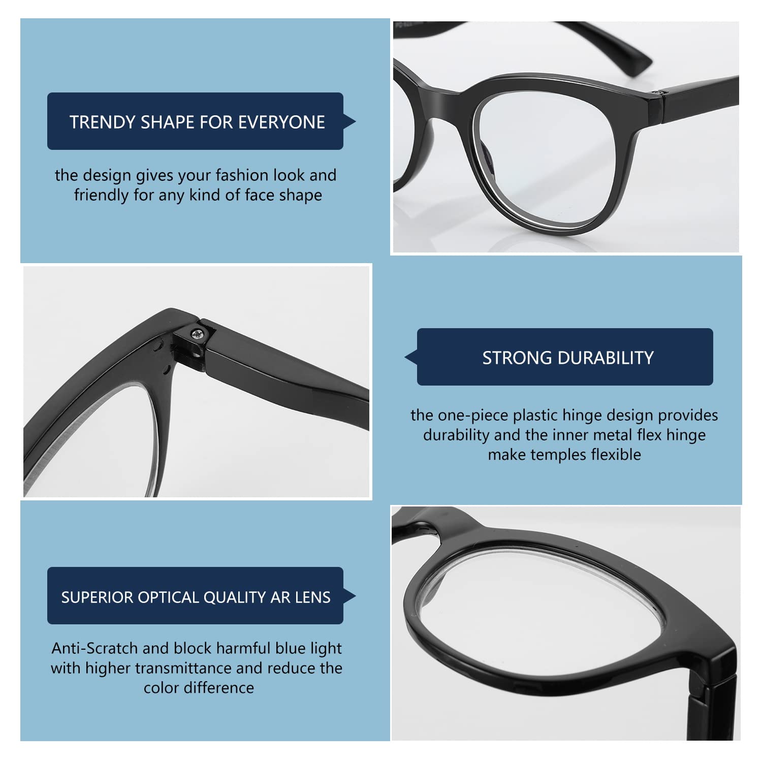 Blue Light Blocking Glasses for Women - 3 Pack Fashion Cat Eye Computer Reading Glasses with Anti-Blue Light Technology | Perfect for Office Work, Screen Time & Digital Eye Strain Relief