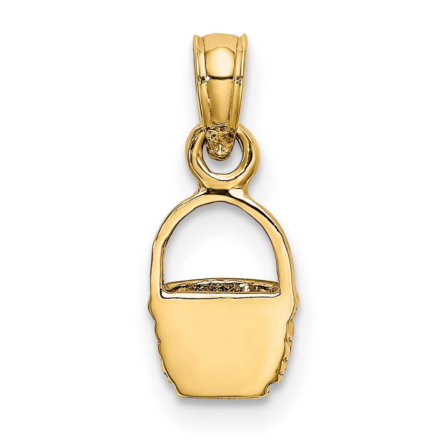 14K Yellow Gold Flat Back Mini Basket Charm - 9mm x 6mm - Perfect for Jewelry Making, Bracelets & Necklace Charms