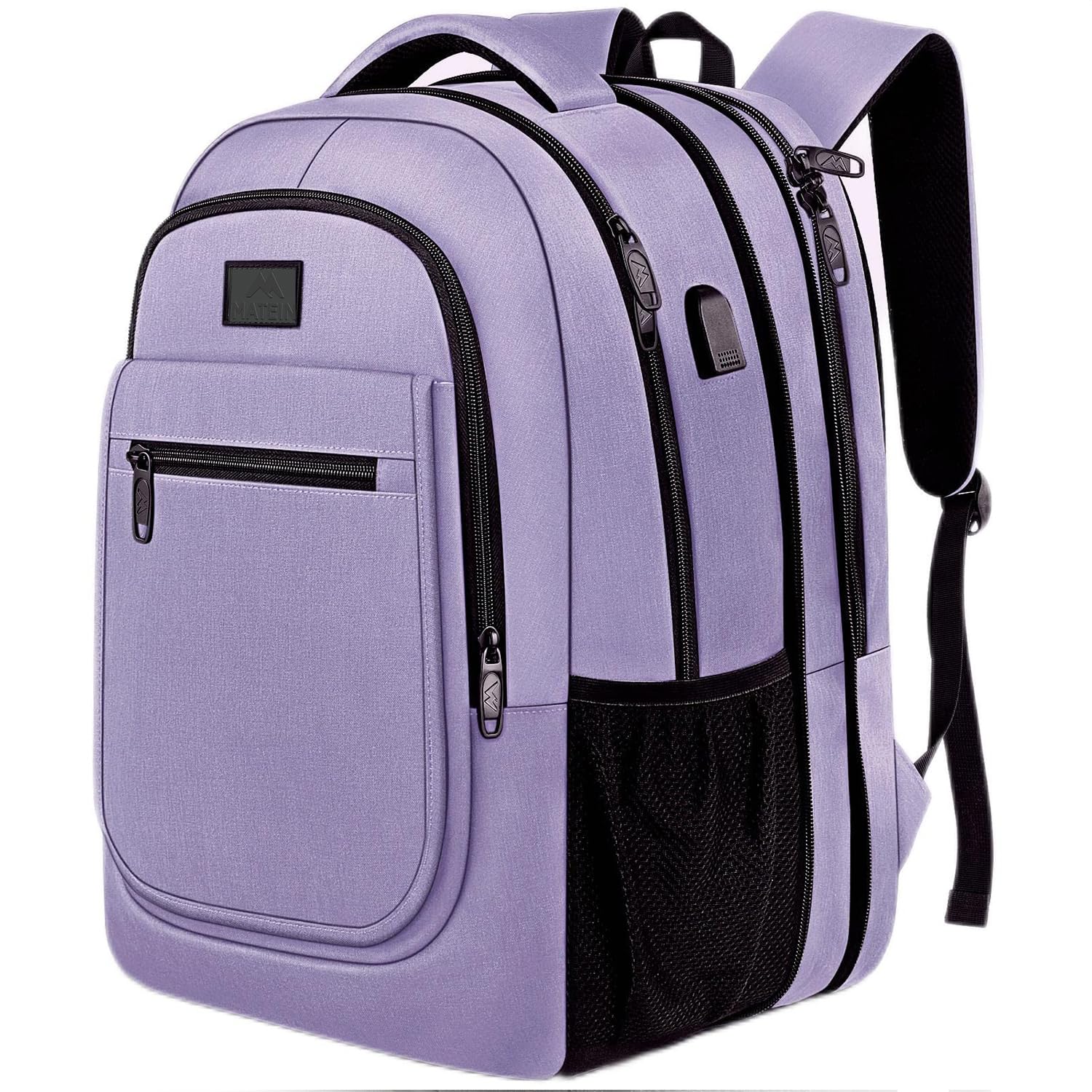 MATEIN Expandable 15.6 Inch Laptop Backpack for Women & Men, Anti-Theft USB Charging Port, Water-Resistant Business Computer Bag, Perfect for College, Travel, Work & Daily Commute, Purple