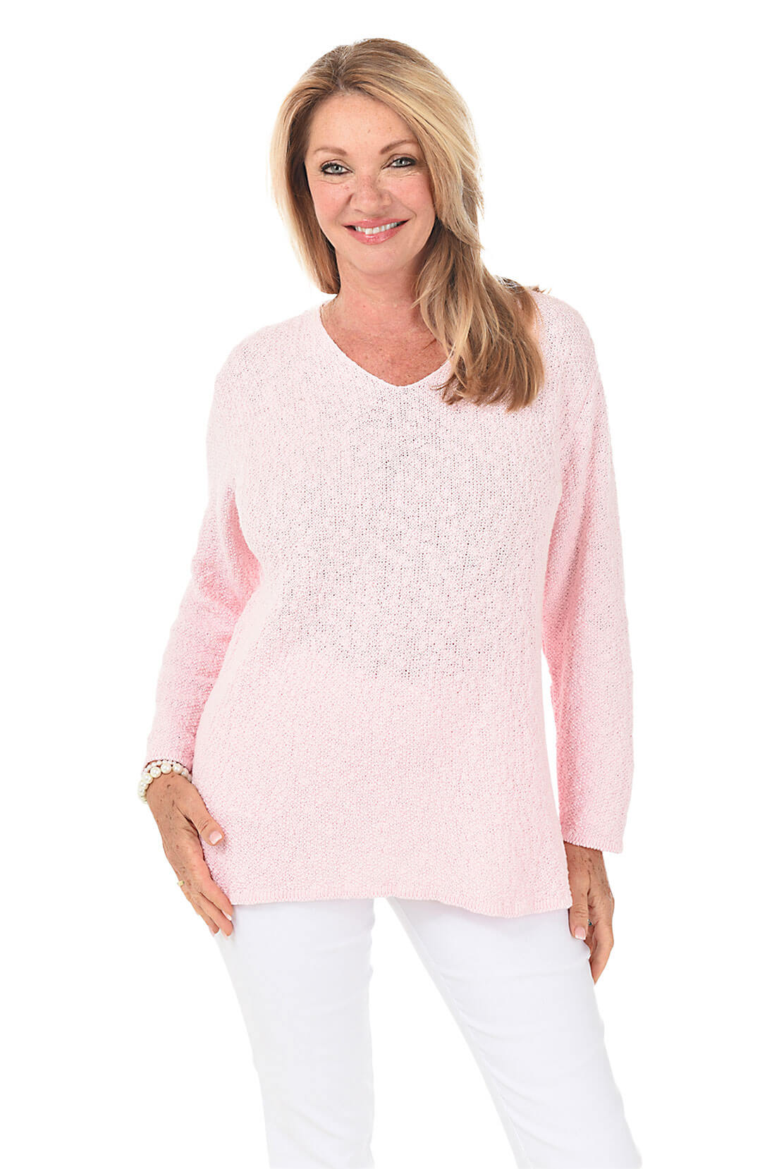 Soft Cotton V-Neck Long Sleeve Sweater for Women - Cozy Fall & Winter Pullover - Perfect for Office, Casual Outfits and Layering