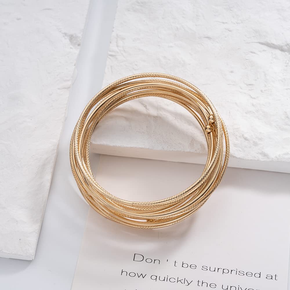 Madison Tyler Classic Collection 11 Piece Stackable Bangle Bracelet Set - Gold Plated Jewelry for Women | 5 Smooth & 6 Textured Bangles | Perfect for Everyday Wear, Parties & Gifts