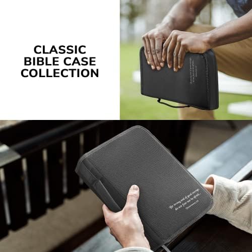 DEHITE Premium Bible Cover for Women & Men - Zippered Pocket & Pen Slots - Durable Fabric Bible Bag - Perfect Religious Gift for Church, Travel & Daily Devotion
