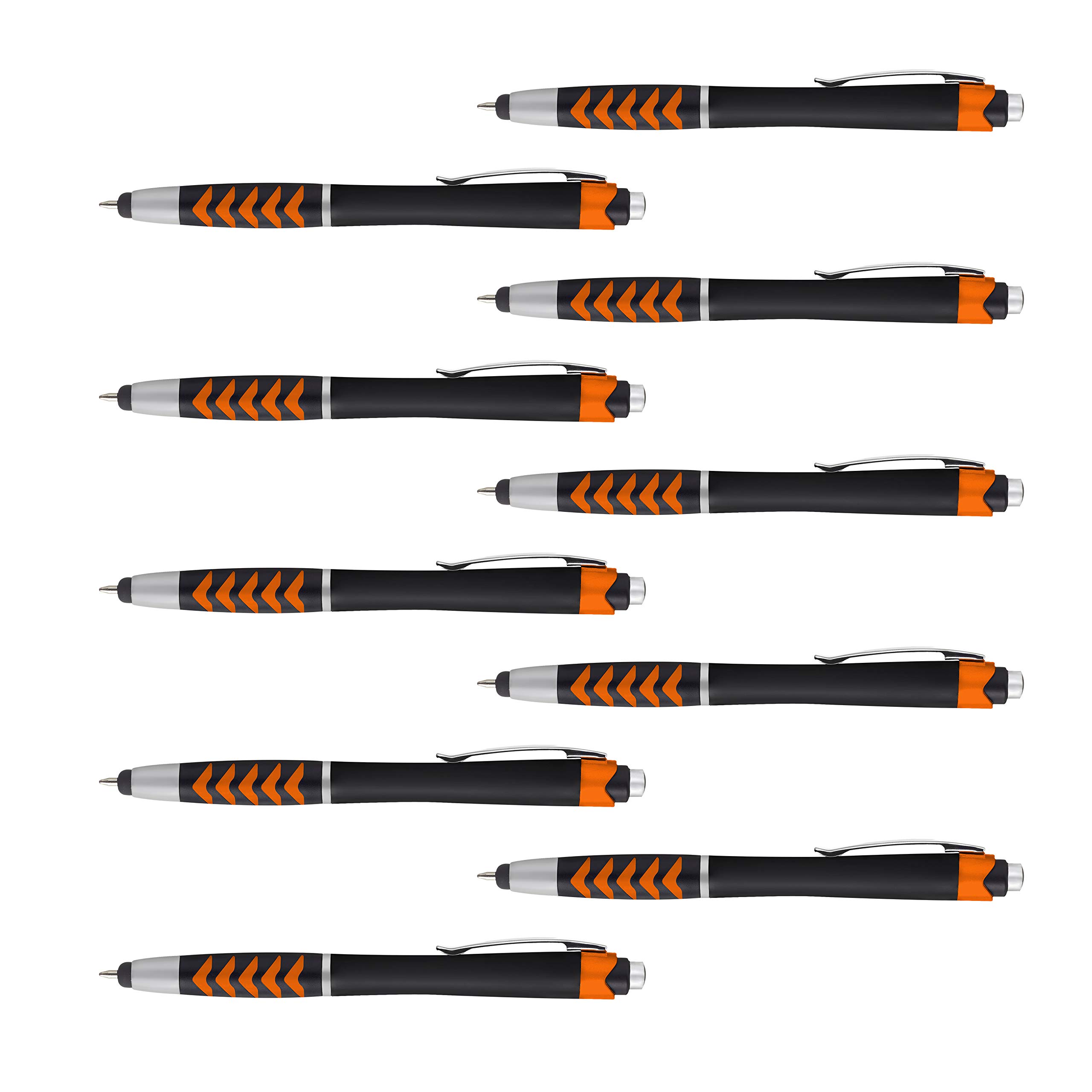 10 Pack Two-Tone Orange Plastic Arrow Stylus Pens with Ballpoint Tip - Perfect for Touchscreens, Tablets, Smartphones & Digital Signatures