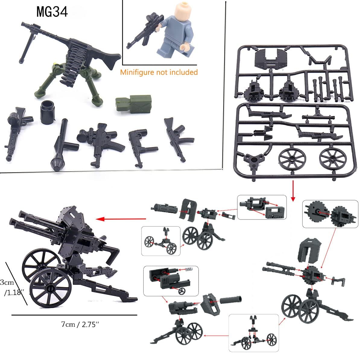 Army Soldier Toy Weapons Set - 50+ Military Guns & Gear Accessories for Kids, Compatible with Major Building Blocks - Perfect for Battle Scenes, Role Play & Collectors