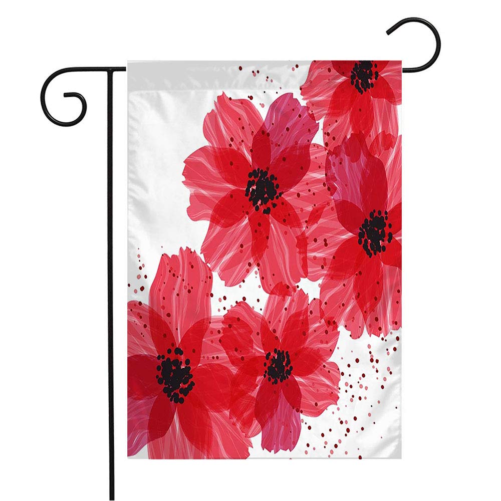 Welcome Garden Flag - Red Floral Abstract Design for Spring & Summer | 12x18 Inch Outdoor Decorative Flag for Patio, Lawn & Home | Perfect for Seasonal Celebrations, Housewarming Gifts & Garden Decor