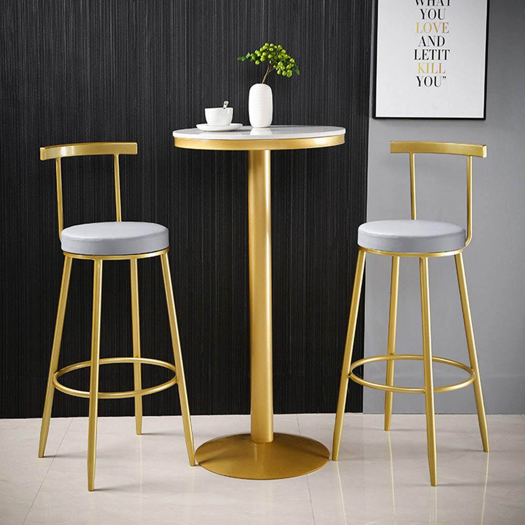 YERT Easy-to-Install Round Bar Table with Marble Top & Gold Metal Base - Perfect for Kitchen Island, Dining Room or Small Space Decor