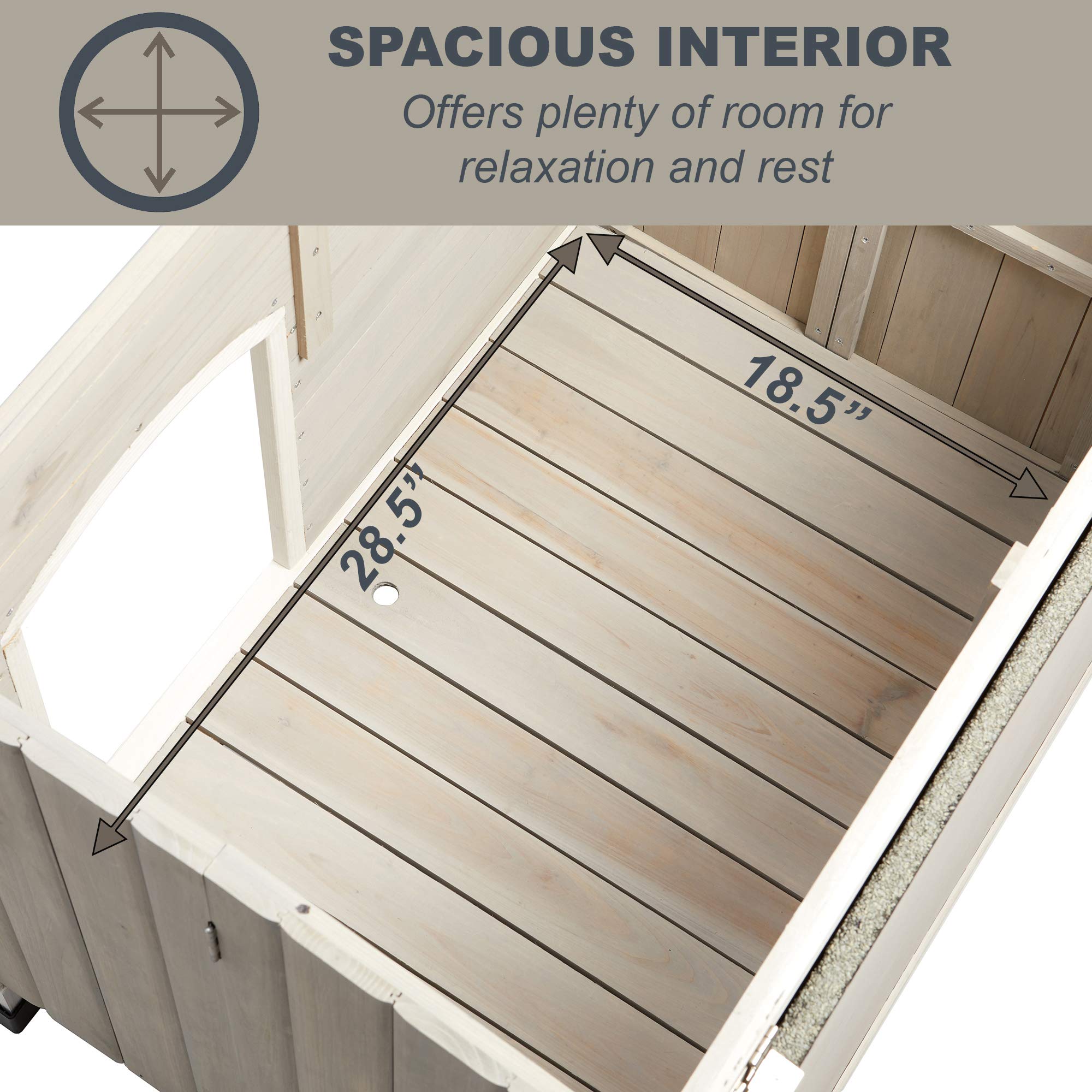 MidWest Homes for Pets Eilio Folding Outdoor Wood Dog House - Easy No-Tool Assembly, Weather-Resistant Beige Dog House for Small Breeds | Perfect for Backyards, Patios & Outdoor Adventures (12EWDH-S)