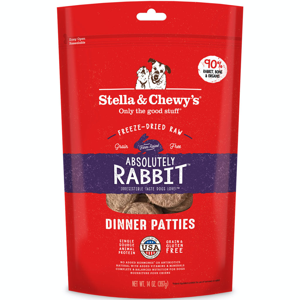 Stella & Chewy's Freeze-Dried Dog Food - Absolutely Rabbit Dinner Recipe | Grain-Free, High-Protein Raw Dog Food for Small & Large Breeds | Perfect for Training Treats, Meal Toppers, or Raw Diet Supplement