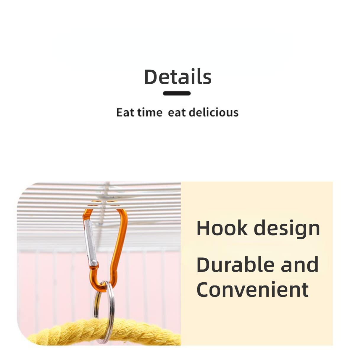 Large Yellow Metal Cotton Rope Swing Perch - Chewable Parrot Cage Toy for Budgies, Cockatiels, Conures & Cockatoos | Bird Ladder Swing with Hanging Hook - Perfect for Playtime & Exercise in Aviaries