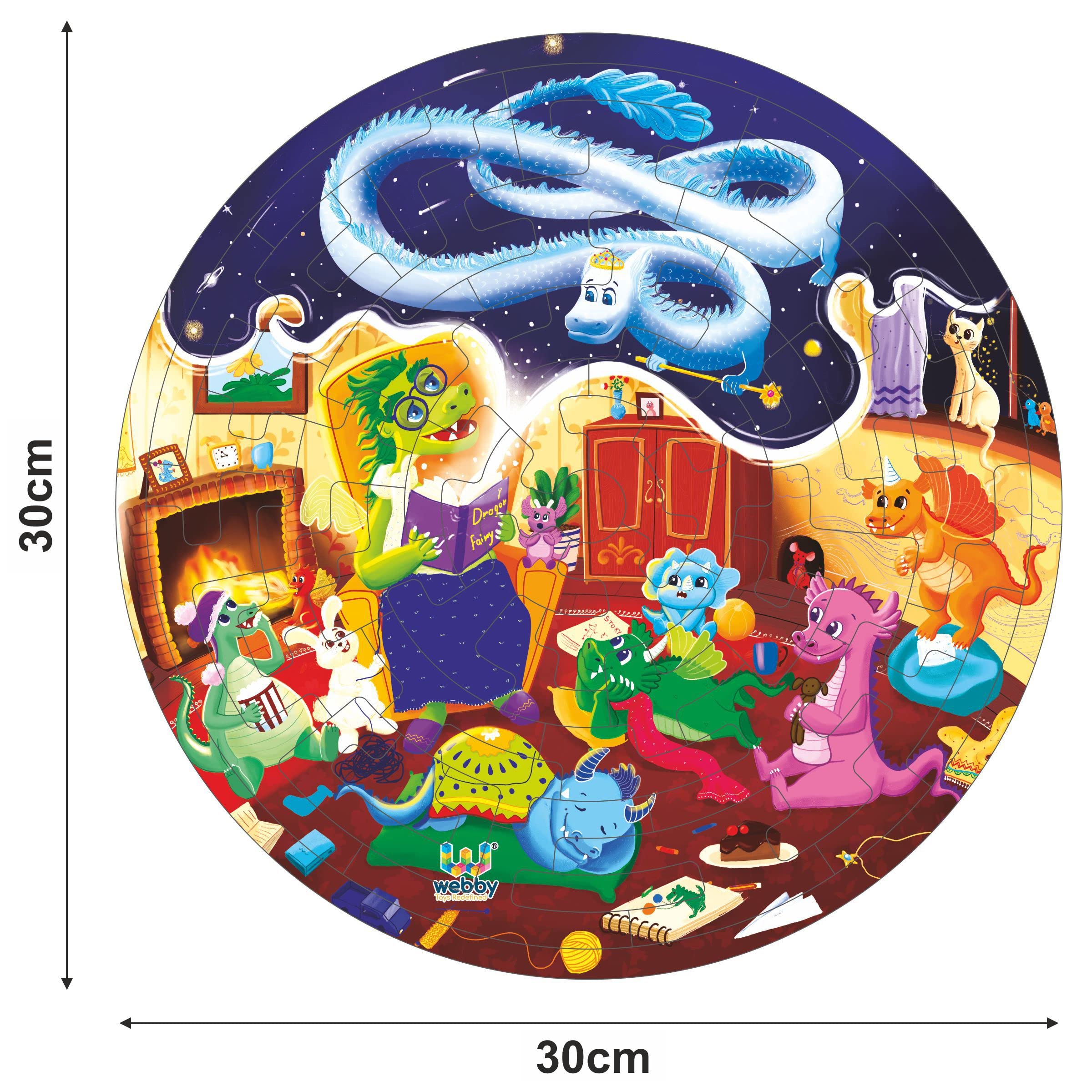 Webby Fazzle Dragon Land 50-Piece Wooden Fantasy Puzzle for Kids - Educational Toy with Display Stand for Boys & Girls - Perfect for Birthday Gifts, Classroom Activities & Family Game Nights
