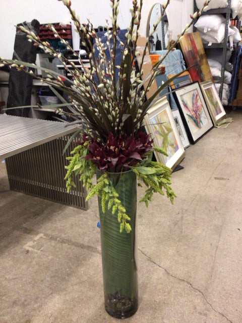 32oz Glass Vase with Floral Arrangement - Elegant Home Decor for Centerpieces, Weddings, and Gift Giving