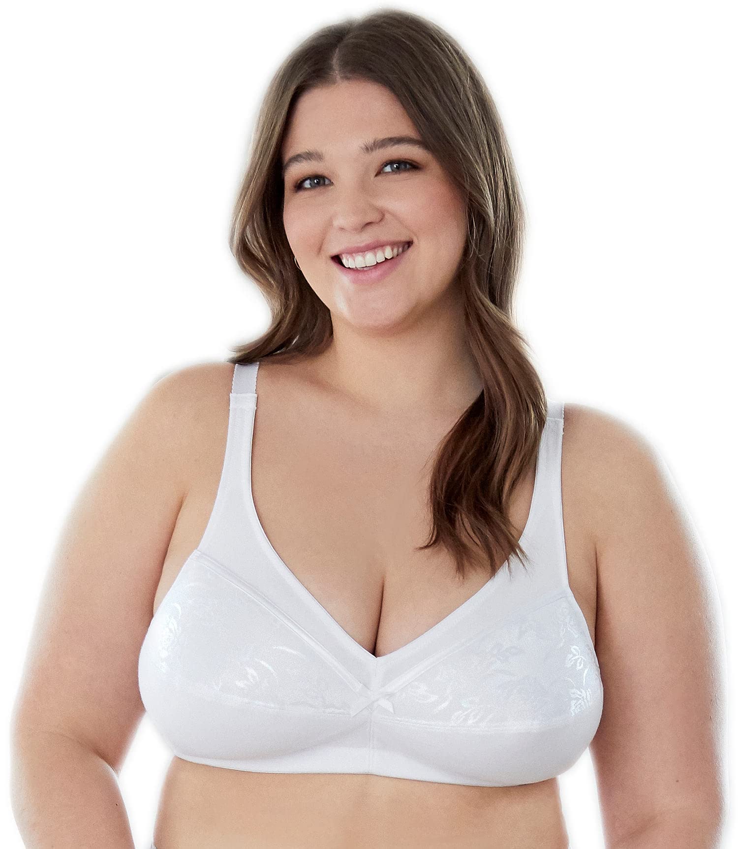 Bestform 5006233 Wireless Cotton Bra with Floral Trim & Lightly-Lined Cups - Comfortable Everyday Wear for Work, Yoga & Relaxation
