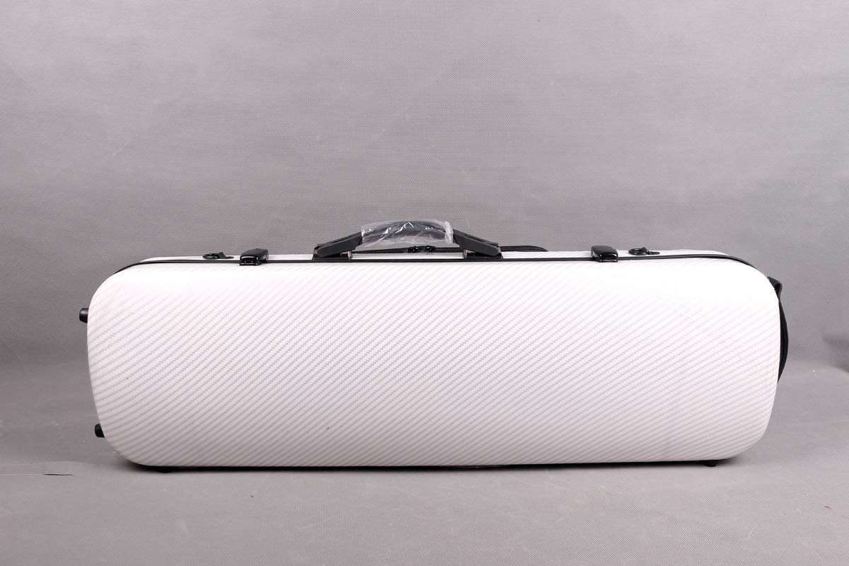 Carbon Fiber Violin Case - 4/4 Full Size Oblong Violin Box with Music Sheet Pocket | Lightweight & Durable for Travel, Practice & Performance (White)