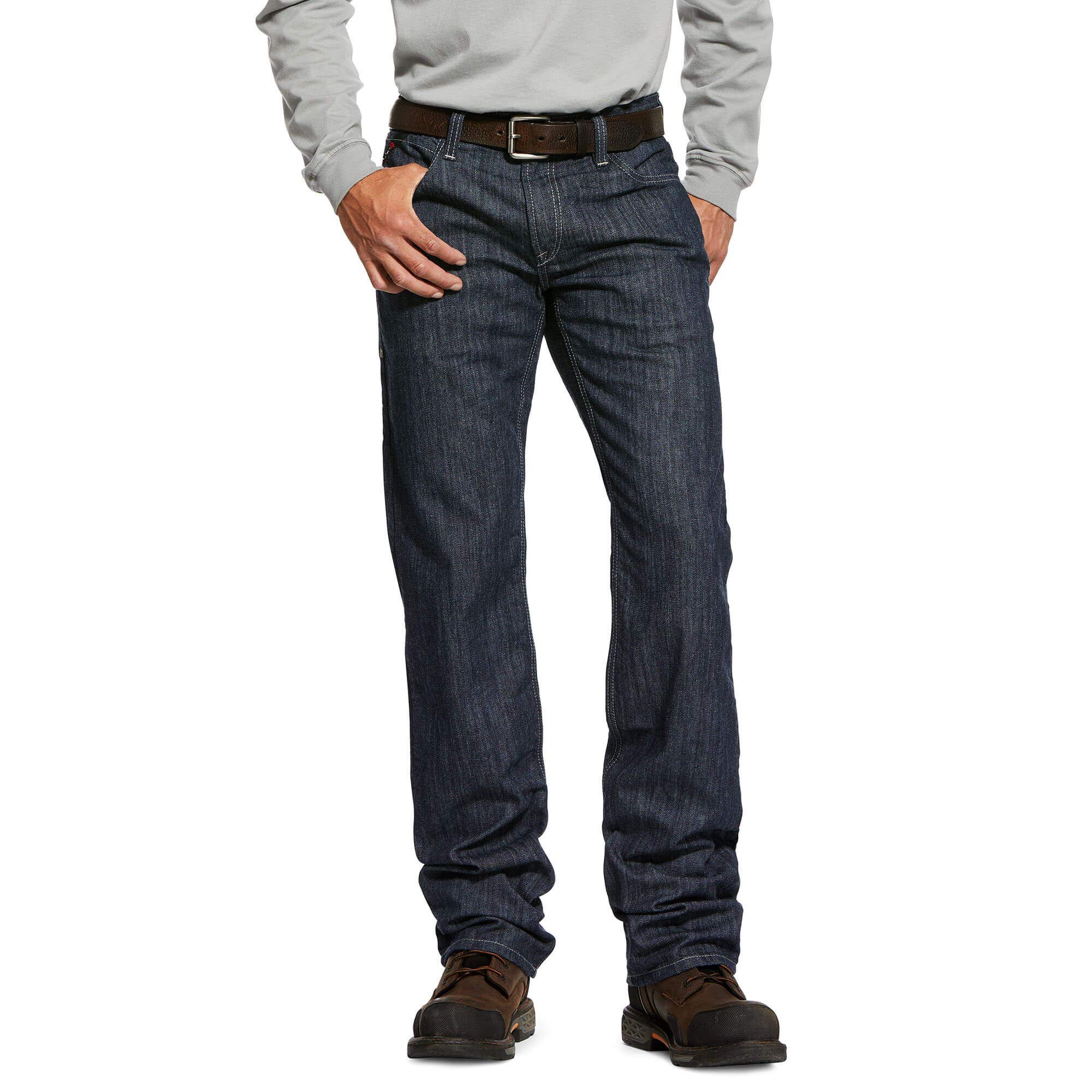 ARIAT Men's M5 FR Armor Low Stretch Work Jeans - Flame Resistant, Stackable, Straight Leg Fit (40W x 30L, Rinse Wash) - Durable Workwear for Construction, Oilfield & Industrial Jobs