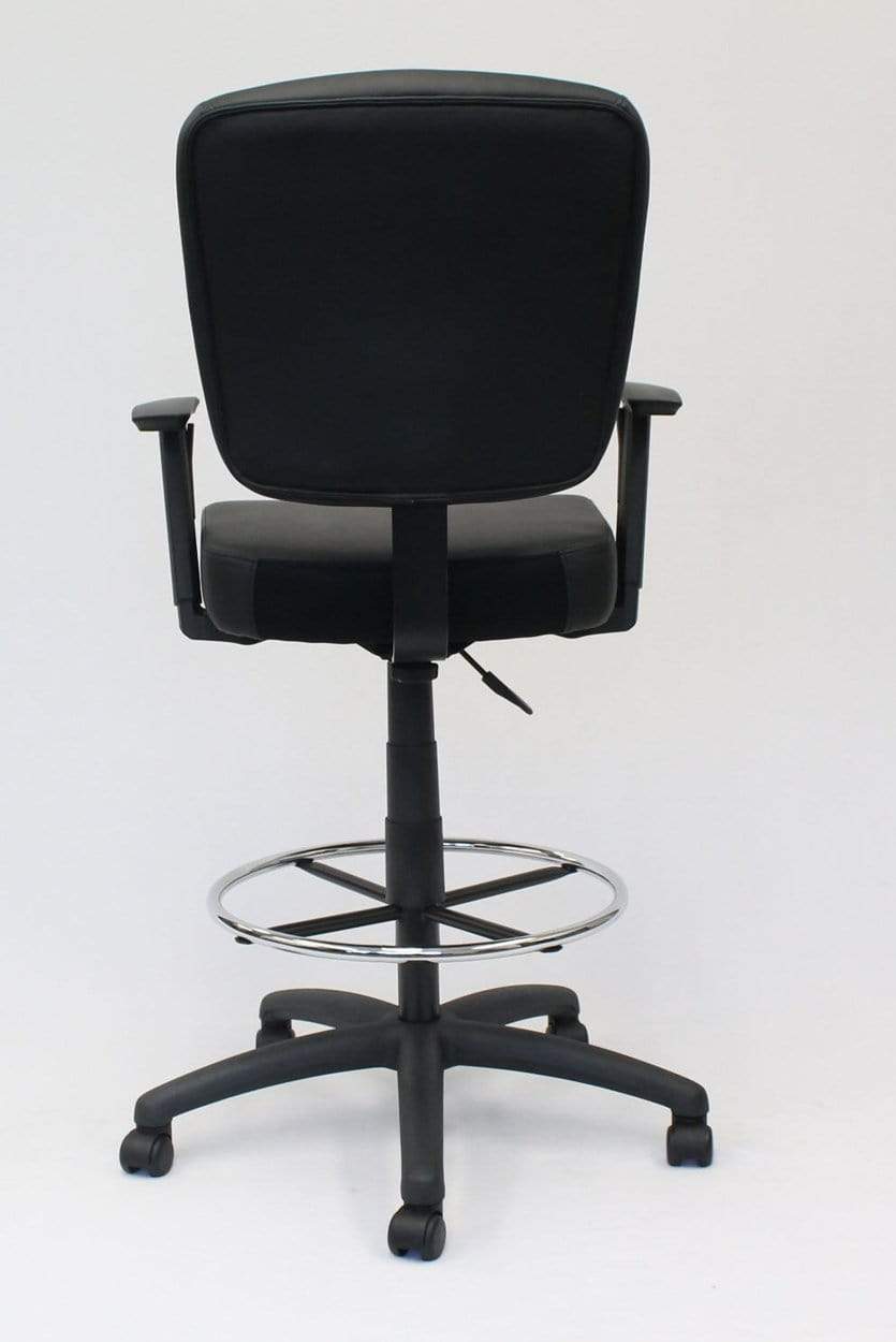 Boss Oversized Drafting Stool [B1681 BK] - Adjustable Height Bar Stool for Office, Kitchen Island & Industrial Workspaces - Ergonomic Drafting Chair with Footrest for Architects, Artists & Designers