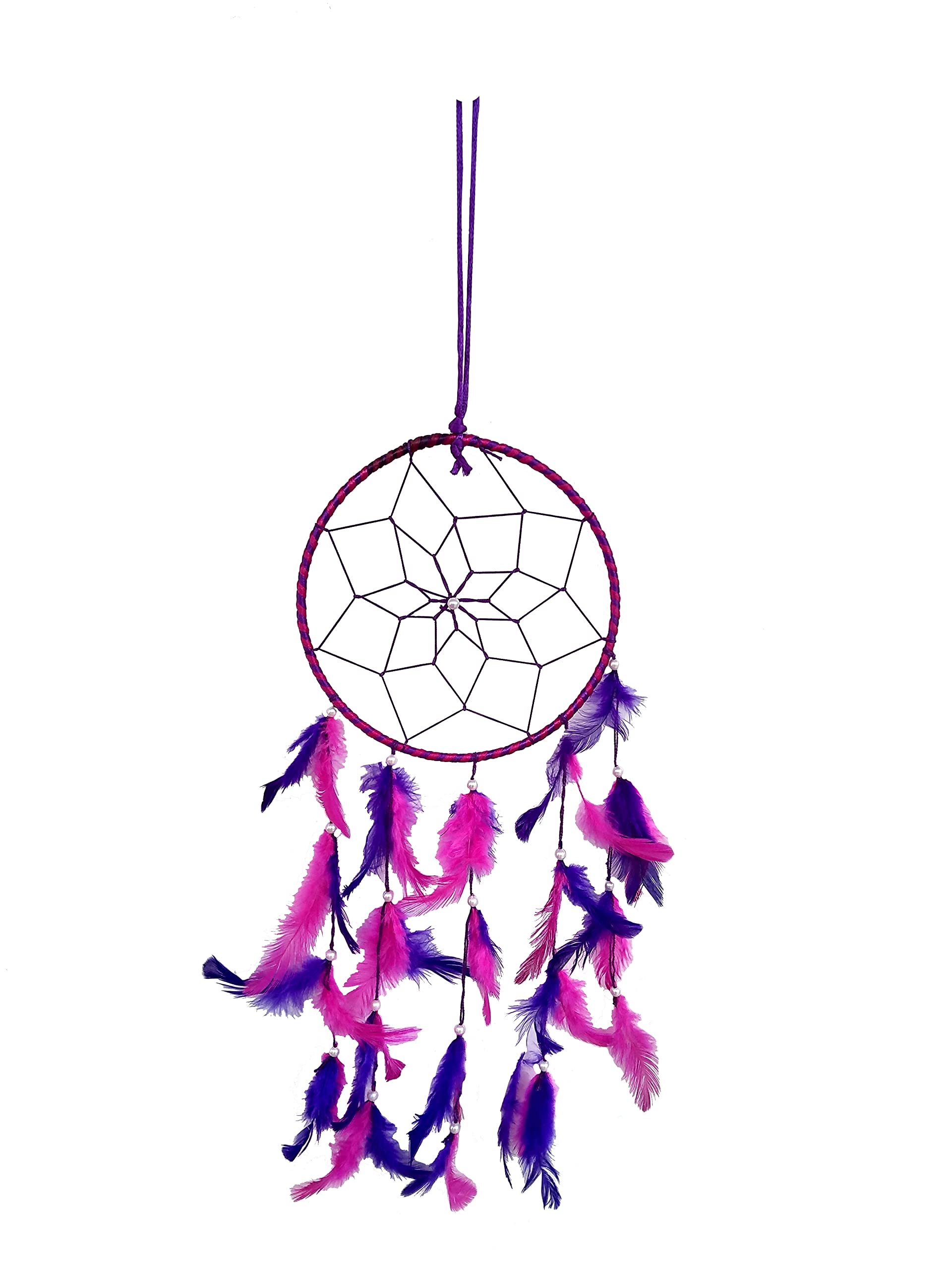 Handmade Dream Catchers Wall Decor with Feathers - Blue & Pink Ring Hanging Ornament for Bedroom, Nursery, Home, and Car Decoration | Perfect for Boho Chic, Baby Shower Gifts & Spiritual Spaces